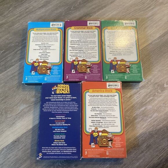 School house Rock VHS Set Of 5 Tapes Grammar Science Multiplication America Rock - Picture 3 of 8